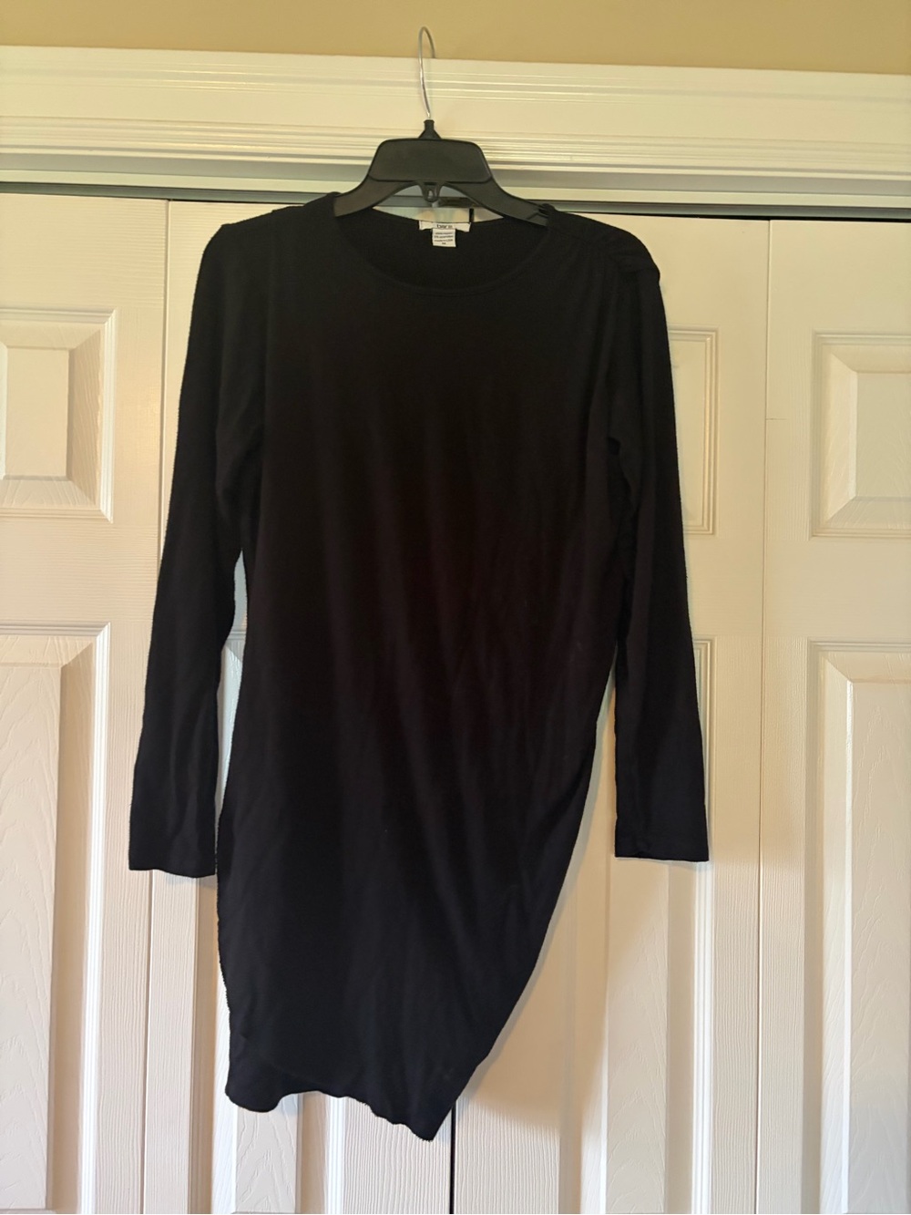 Bar III Black Asymmetrical Long-Sleeve Dress